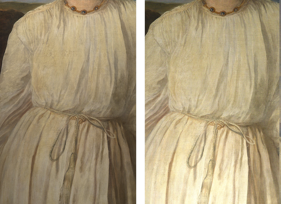 Before and after retouching dress