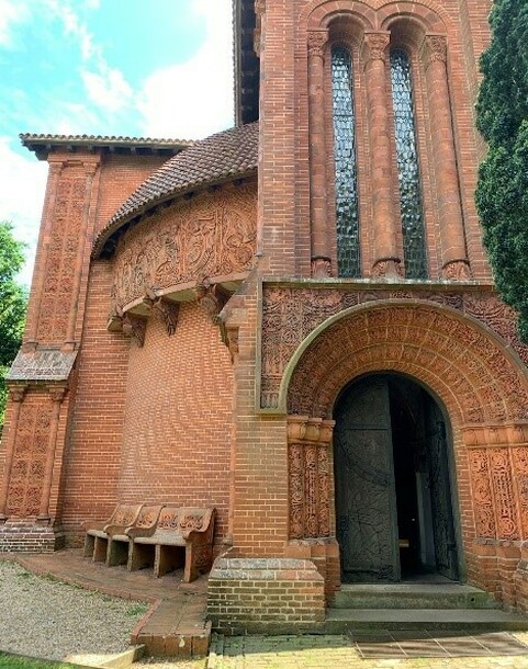 Watts Chapel entrance in the sun
