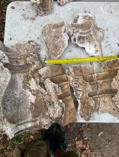 Photo of fragments of a pottery mould made from plaster of Paris