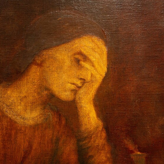 close up of woman's head in her hands