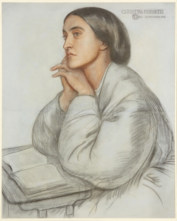 Coloured chalk portrait of Christina Rossetti