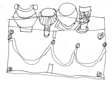 A black and white sketch