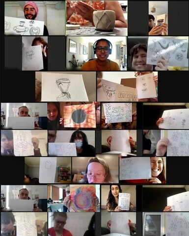 Screenshot of participants on an online Zoom call