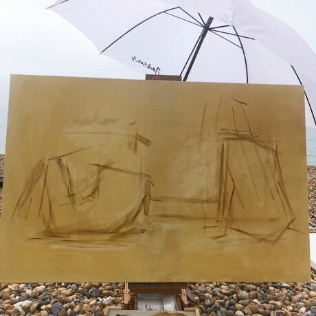 Sketch of two figure on beach
