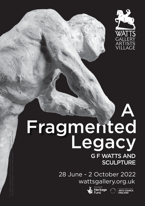 Black and white poster with plaster model and text reading A Fragmented Legacy