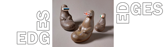 banner gif of three ceramic figures with the Edges logo either side
