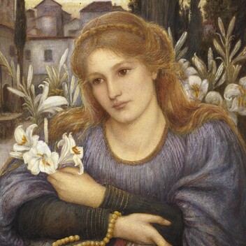 Portrait of a women holding lillies