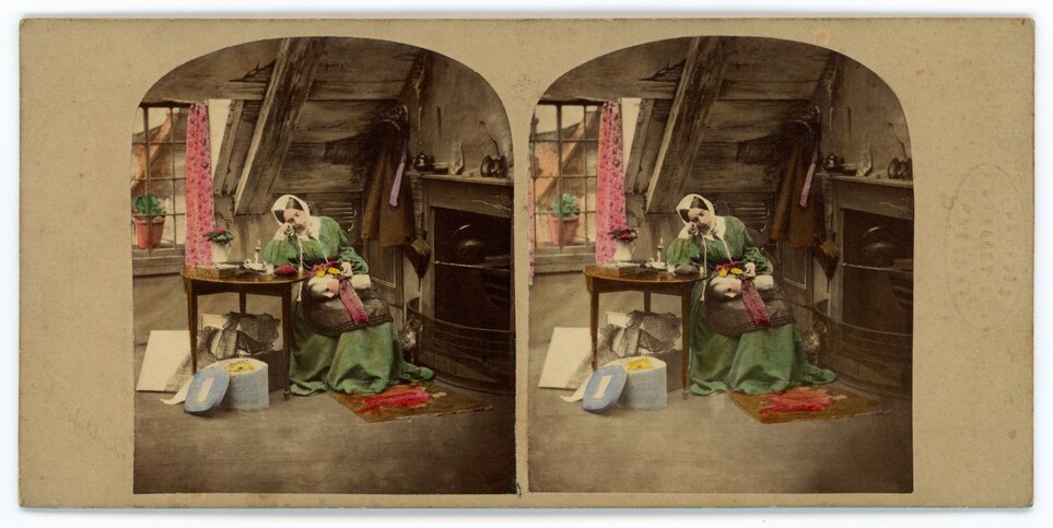 Stereograph on a Victorian sempstress