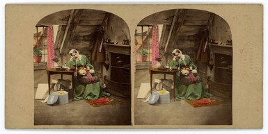 Stereograph on a Victorian sempstress