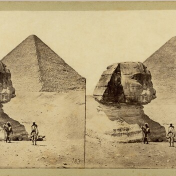 Stereograph of the Egyptian pyramids