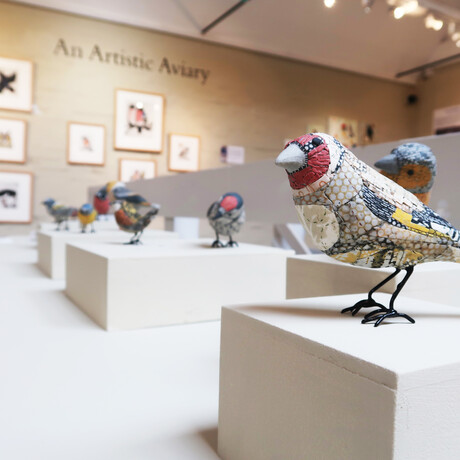 A close up of a bird sculpture for the Artistic Aviary exhibition