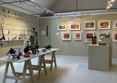 Install of the exhibition Reinvented the art of upcycling