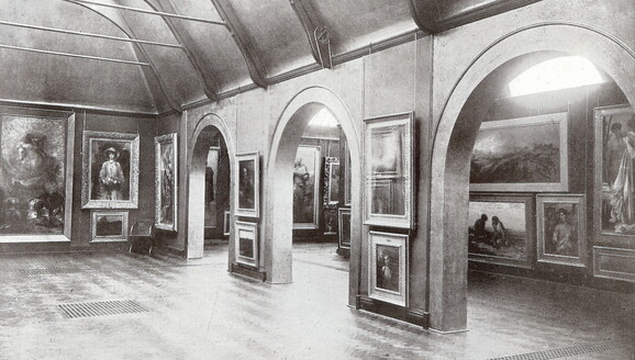 Archive photograph of the inside of Watts Gallery in 1906
