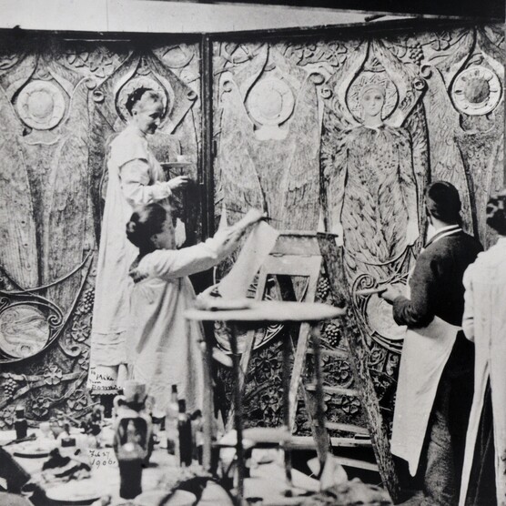 Mary Watts and community working on Watts Chapel