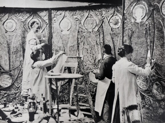 Mary Watts and community working on Watts Chapel