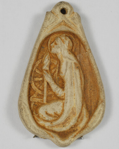 Brown and beige ceramic pendant