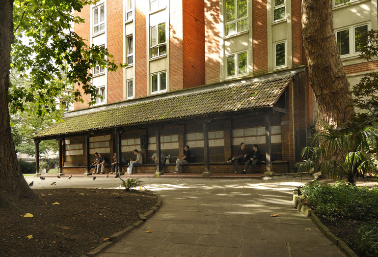 A veranda in a small London square park