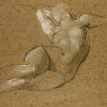 Chalk sketch of a nude female figure