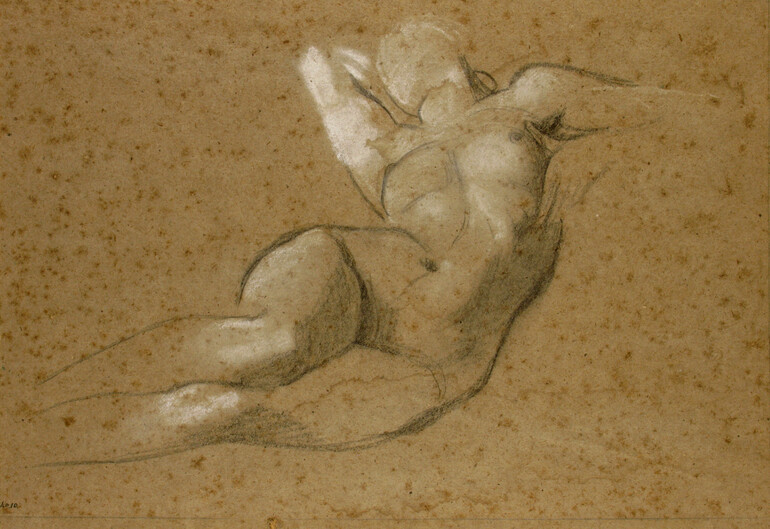 Chalk sketch of a nude female figure