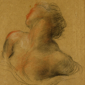 Charcoal sketch of bust of a woman turned away