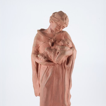 A terracotta figurine of Mary and Child