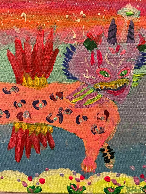 Children's artwork featuring monster