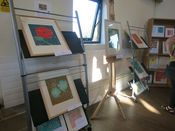 Framed prints on display at Bronzefield community cafe