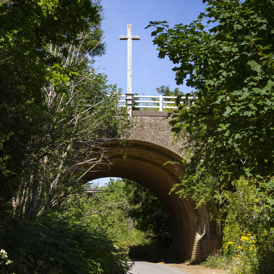 Bridge with a cross on top, designed by Lutyens