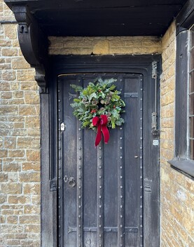 Wreath hung on door