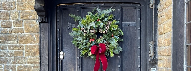 Wreath hung on door