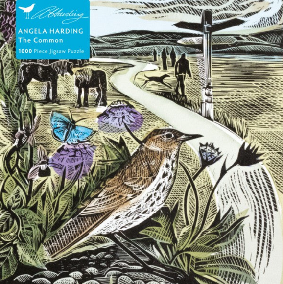 Cover of jigsaw puzzle box with illustration of a common by Angela Harding