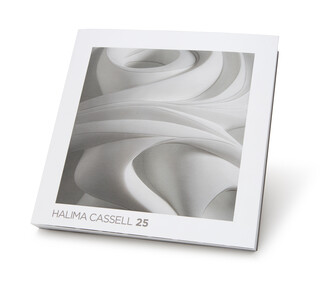 Photograph of hardback square book of Halima Cassell 25