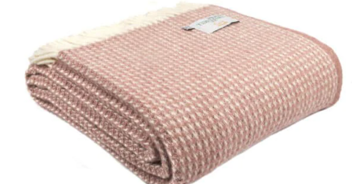 Dusty pink waffle throw Watts Gallery and Artists' Village