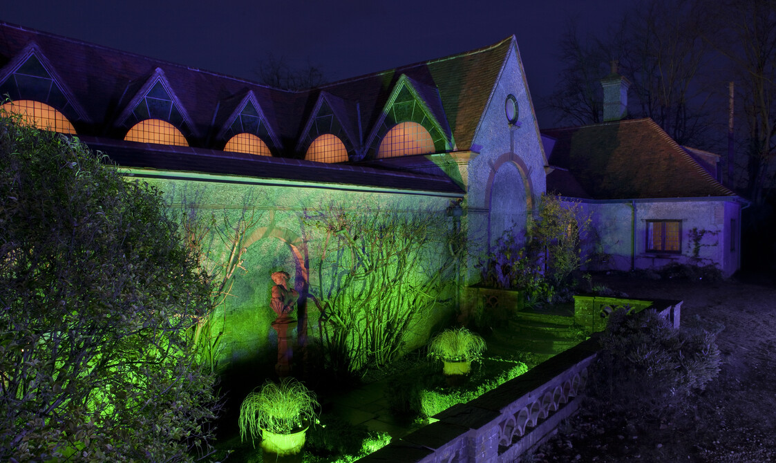 Watts Gallery lit up at night