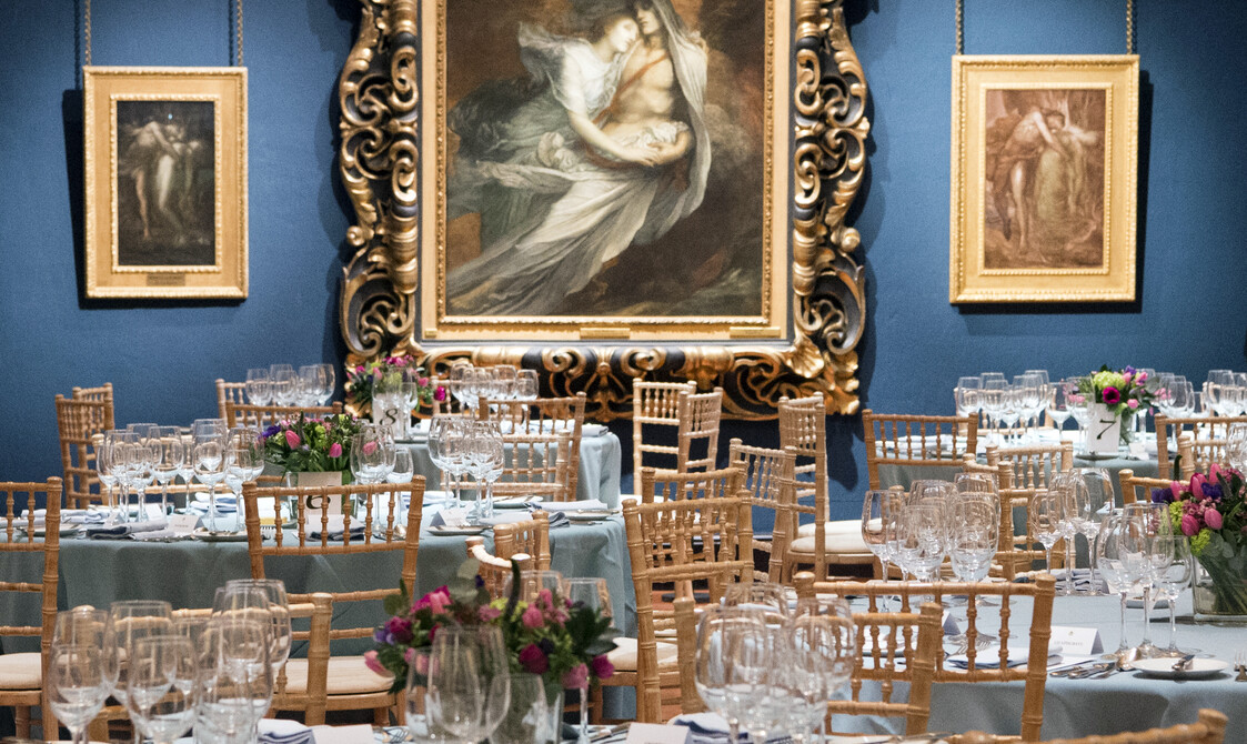 Round tables laid in gallery