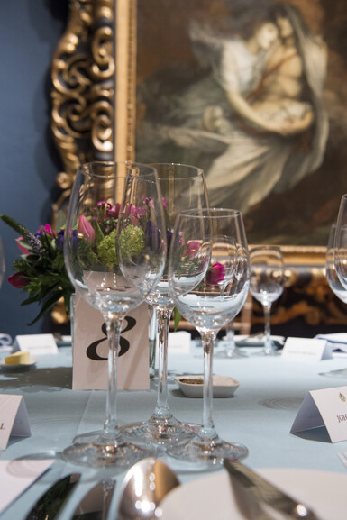 Wine glasses on table